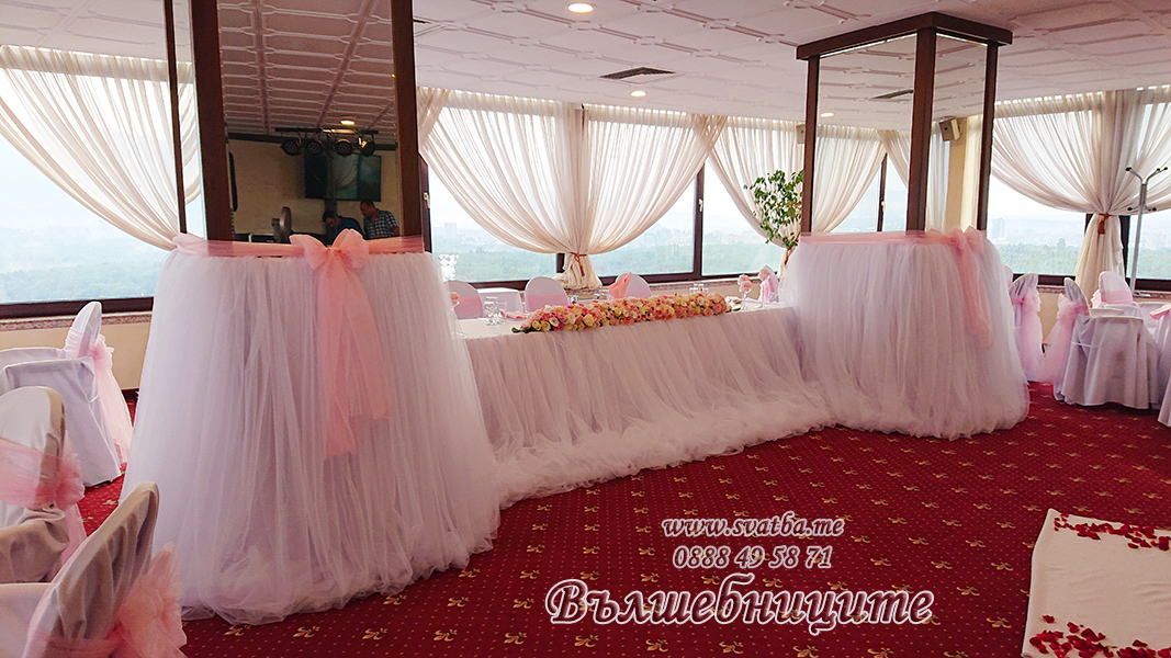 Svatbena decoracia Park hotel Moskva rozovo (5) Сватбена украса в парк хотел Москва в розово декорация Панорама